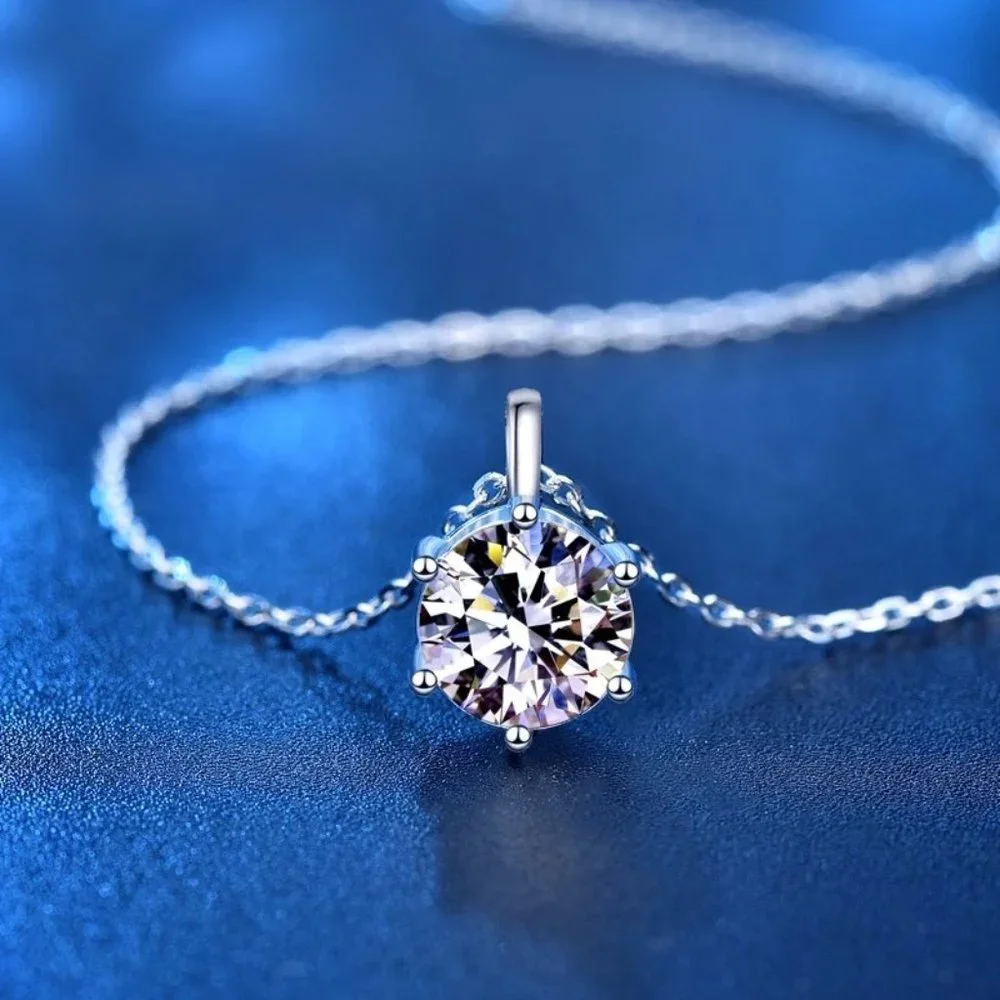 Certified 2ct. tw. Diamond Round Necklace 18k White Gold over Italy Silver - Picture 5 of 16